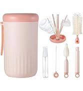 Ariseno Travel Bottle Cleaner Kit, 6-in-1 Baby Bottle & Accessory Brush Set, Drying Rack, Organiz...
