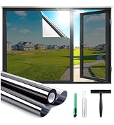 Haton One Way Window Tint for Home with Tools, Black-Silver 17.5" x 78.7" | Static Cling Easy to ...