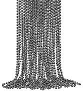 SHAOQINLIN 24 Pcs 33 Inch 7 mm Metallic Black Bead Necklaces, Mardi Gras Party Beads Necklace Bul...
