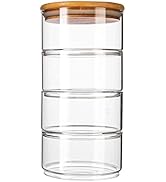 DOITOOL Airtight Glass Storage Canister with Lids: 4-Tier Stackable Round Food Storage Container ...