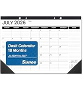 SUNEE Desk Calendar 2026-2027, 17" x 12", 18-Month Monthly Desk Calendar from Jul. 2026 - Dec. 20...