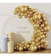 DECOCKRAT 130PCS Metallic Gold Balloons, Latex Balloon Different Sizes 18/12/10/5 Inch, Helium Ba...