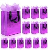 Addblu 12 Pack Reusable Gift Bags with Handles & 24 Tissue Papers, 10x4x8 Inch Iridescent Gift Ba...