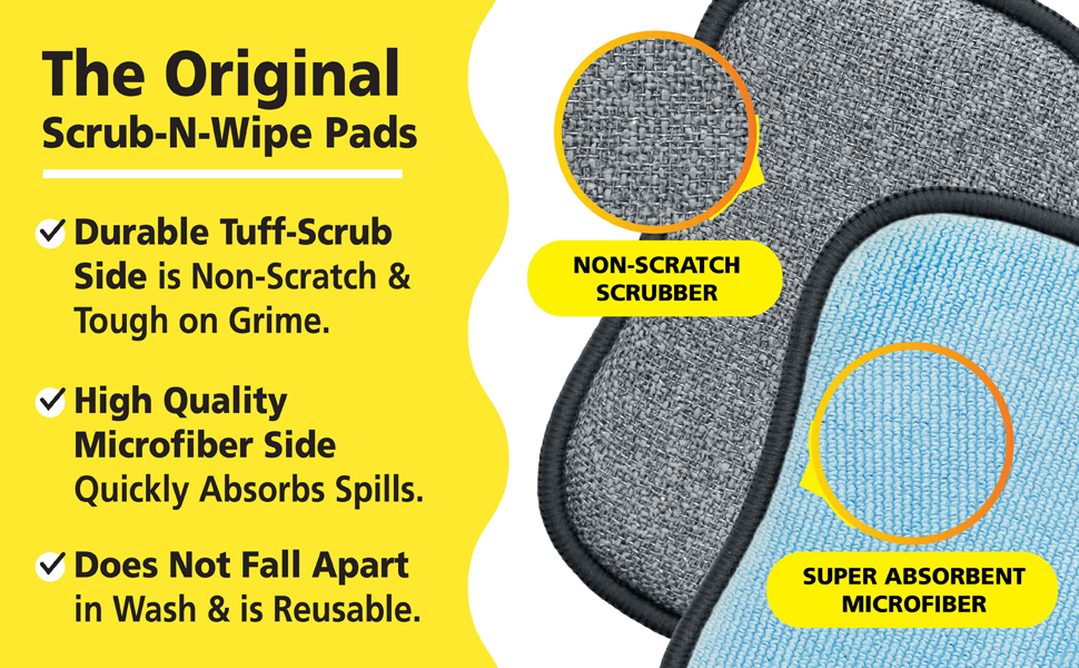 Tuff Scrub, original scrub, durable, non scratch, high quality microfiber, absorbs spills, reusable