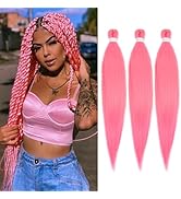 WacanDan Pink Braiding Hair Pre stretched 26 Inch 3 Packs, Professional Soft Yaki Texture Long Br...