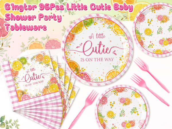 96Pcs Little Cutie Baby Shower Party Plate Supplies