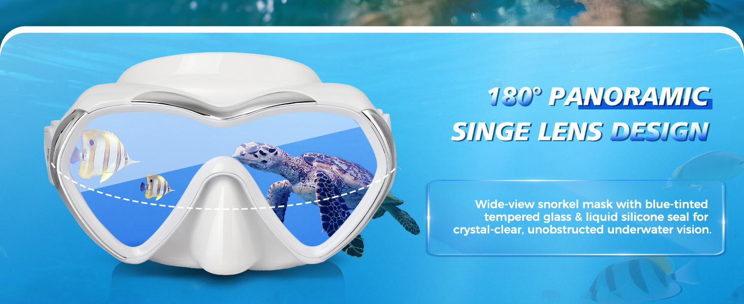 Scuba Diving Mask Snorkel Goggles, Adult Mirror Swim Mask Single Lens Swim Goggles wIith Nose Cover