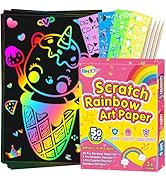 RMJOY Rainbow Scratch Paper Art for Kids: 60PCS Magic Arts Crafts Gifts Toys for Girls Boys Ages ...
