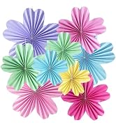 JOYIT Paper Flowers Decorations - Set of 9 Thicker Birthday Decorations for Wall, Pastel Rainbow ...