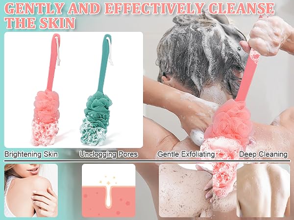 Back Scrubber for Shower Loofah with Long Handle
