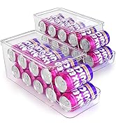 Soda Can Dispenser for Refrigerator with Lids, Stackable Drink Organizer for Fridge, Clear Plasti...