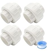 HayEastdor 4PCS 3/4 Inch White PVC Union Coupling Pipe Fitting Slip to Slip 0.75" PVC Adapter Cou...