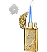 Torch Lighter, Relief Wolf Design Magic Dual Flame Lighter with Adjusting FlameTool, Cool Windpro...