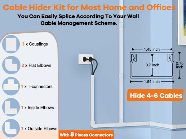 Wall cord cover kit