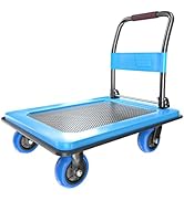 Heavy Duty Platform Truck, Push Cart Furniture Dolly with 1100Lbs Capacity and 5'' TPR 360 Degree...