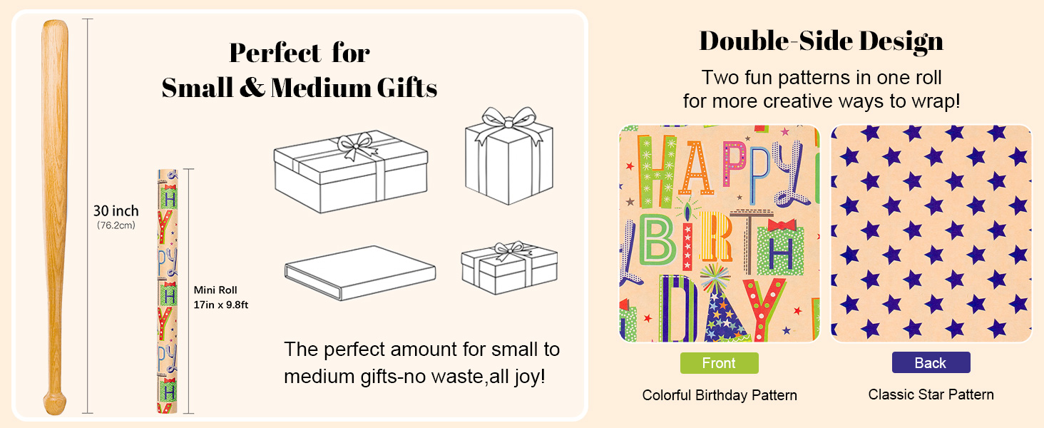 Reversible Birthday Wrapping Paper