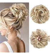CJL HAIR Large Messy Bun Hair Piece Wavy Curly Scrunchies Synthetic Chignon Ponytail Hair Extensi...