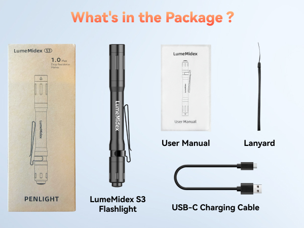 Pen Light, Pocket EDC Flashlight, Rechargeable, LED Pen Flashlight, Waterproof Flash Light