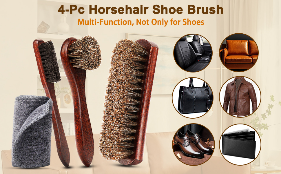 4pc horsehair shoe brush