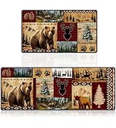InIsaJace Bear Farmhouse Kitchen Rugs Sets of 2, Rustic Forest Bear Deer Kitchen Mats, Washable N...