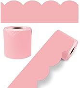 Carson Dellosa 65Ft of Dusty Rose Bulletin Board Borders, 1 Roll of Pink Scalloped Trim for Rolli...