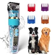 Dog Clippers for Grooming Thick & Matted Hair - Titanium Blade, 50dB Ultra-Quiet, IPX5 Waterproof...