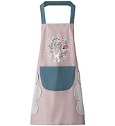DILLMAN Women Kitchen Apron with Hand Wipe Pockets,Big Pocket,Hand-wiping, Waterproof for Cooking...