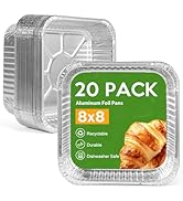 Homewarm 8"x8" Aluminum Foil Pans Disposable - 20 Pack Square Baking Pans Disposable Meal Prep Co...