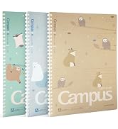 KOKUYO Spiral Notebook Journal, 3 Pack Campus B5 Soft Ring Notebooks with Dotted A 7mm Rule, 40 S...