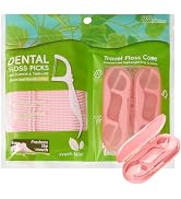 BAIDENTAL Pink Dental Floss Picks Twin Line, Travel Size Toothpicks Floss Sticks Kit 85 Count wit...