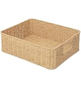 Drawer basket Handwoven Paper Rope Rectangular Shallow Basket Storage-15.35X12.01X4.72 Inches (Li...