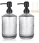 Segbeauty 15.2oz Glass Kitchen Soap Dispenser Bathroom Empty Bottle, 2pcs Gray Hand Soap Lotion G...