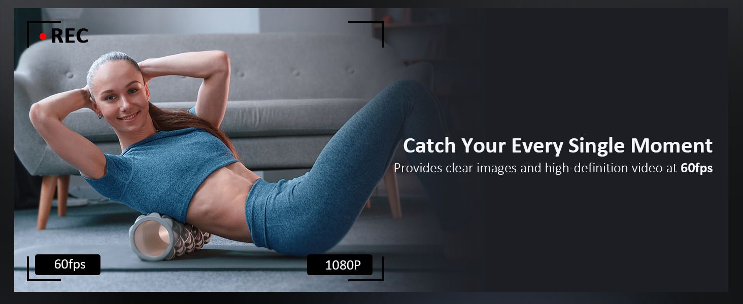 Inside the camera a woman is doing yoga