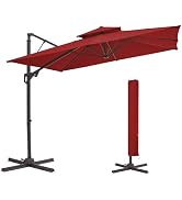 JEAREY 9x9 ft 2-Tier Cantilever Patio Umbrella, Outdoor Offset Umbrella | Large Square Outdoor Of...