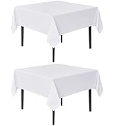 sancua White Square Tablecloths 54x54 Inch, 2 Pack - Fabric Table Cloth for Square or Round Table...