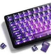 Hkfos XVX Purple Clear Keycaps, Transparent Keyboard Keycaps 60 75 100 Percent, 119 Keys Dome Shi...
