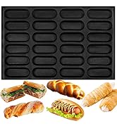 Baking Pan Sandwich Hot Dog Bread Perforated Eclair Sheets Liquid Silicone Mold 24-Cavity Per Hol...