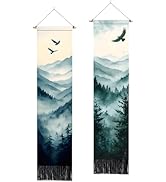NYZE 2 Pack Vertical Wall Tapestry with Tassels, Vintage Boho Long Hanging Tapestries for Bedroom...