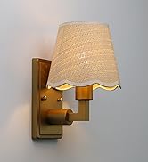 JIMUBEAM Boho Wall Sconce 1-Light Fixture Antique Finish with Rattan Shade, E26 Hardwired Indoor ...