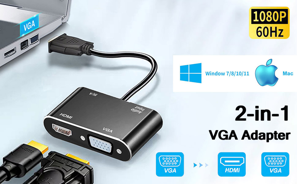 VGA to HDMI VGA Adapter for Dual Monitor