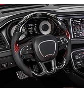 Qiilu LED Steering Wheel, Carbon Fiber Racing Steering Wheel Flat Bottom D-Type Car Steering Whee...