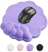 Mouse Pad Wrist Support, Cloud Mousepad with Memory Foam Wrist Rest, Non-Slip PU Base Gaming Leat...