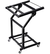 AW 9U DJ Mixer Stand Adjustable Rack Mount Rolling Stage Cart Studio Music | Show