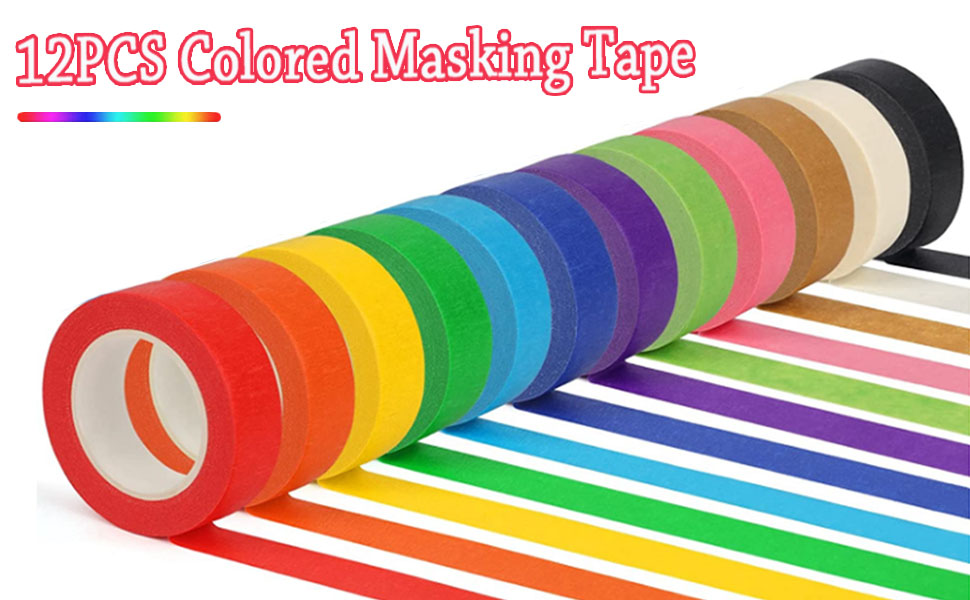 Colored Masking Tape, Kids Art Supplies Colored Tape, DIY Craft Tape, Colored Tape Rolls