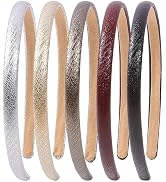 XIMA Fashion Headbands for Women, Non-Slip Faux Leather Wide Hair Bands, 5 Pack Elegant Hair Acce...