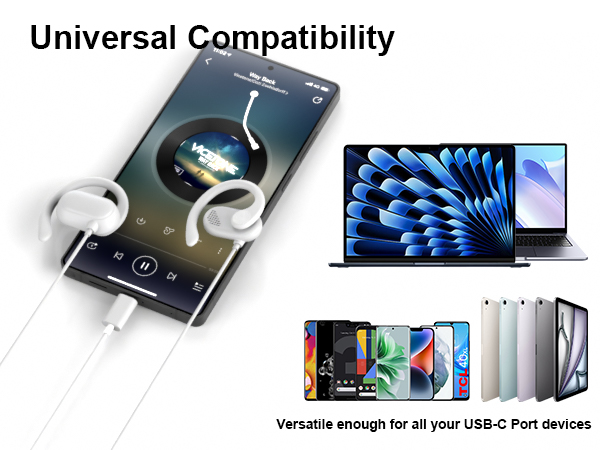 usbc Over the Ear Buds Wired Earbuds for Kids Women usb type c Plug in Headphones