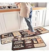 Coffee Kitchen Rugs and Mats Non-Slip, Washable, Stain and Fade Resistant, Suitable for Kitchen M...