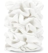 Satin Scrunchies for Women – 8PCS White Silk Hair Ties – No Crease, Frizz-Free, Gentle Elastic Ha...