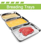 HULISEN Breading Trays Set of 3, Large Stainless Steel Breading Pans for Dredging Chicken Breasts...