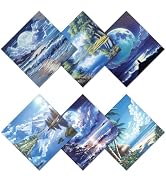 CREATCABIN 6 Packs Microfiber Cleaning Cloth Scenery Design Microfiber Cloth Soft Multi-Color Gla...